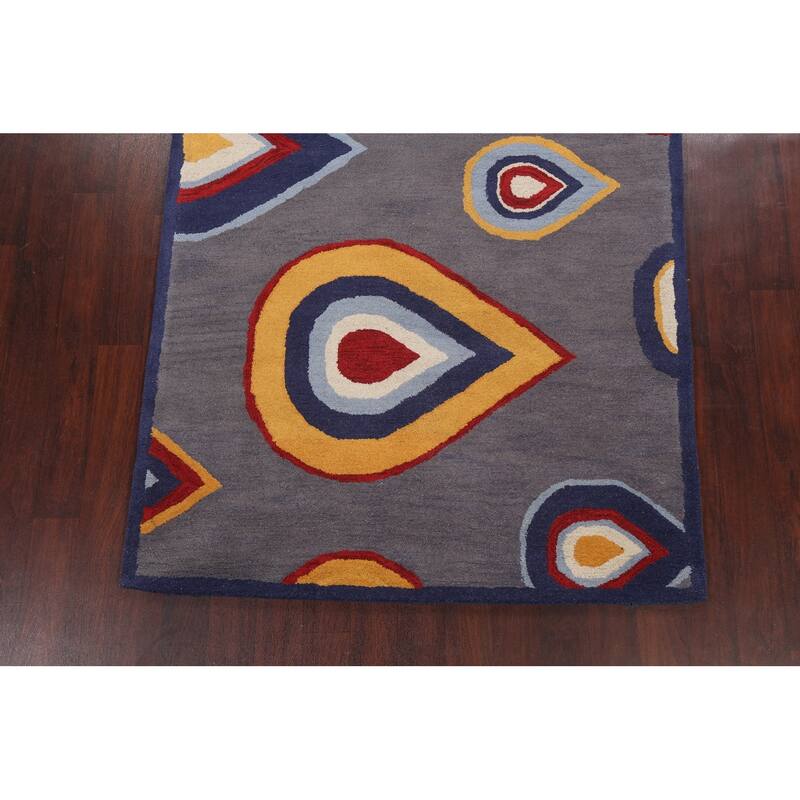 Contemporary Oriental Wool Area Rug Hand-tufted Decorative Carpet - 5'0" x 8'0"