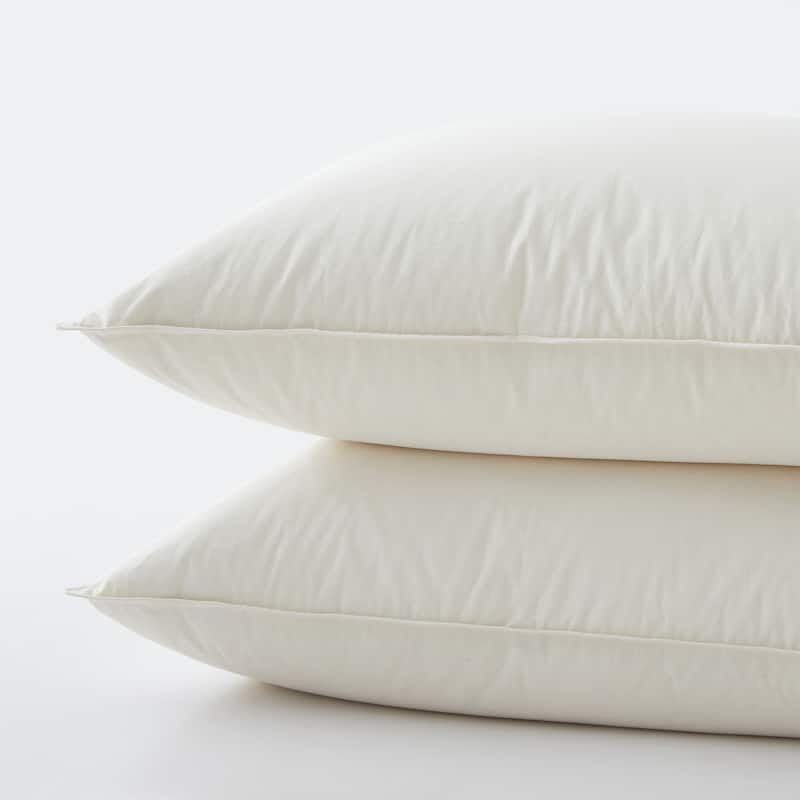 Set of 2 Natural 100% Organic Cotton 50% Down Pillows Made in Japan