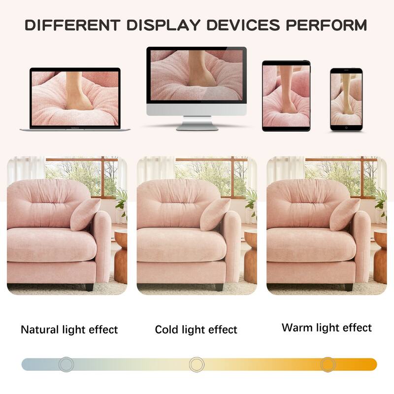 107" Sectional Couches for Living Room, Tufted Back Upholstered Couch with Ottoman, Chenille 3 Seater Modular Sectional Sofa