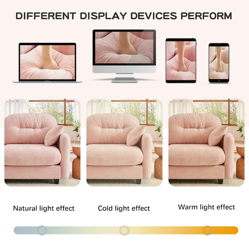 74" Loveseat Sofa, Modern Chenille Deep Seat Sectional Couch for Living Room, Tufted Backrest Love Seat with Pillows