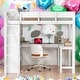 preview thumbnail 2 of 15, Full Size Loft Bed with Desk and Shelf,Solid Construction for Home