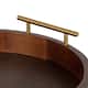 Kate and Laurel Lipton Round Decorative Tray with Metal Handles