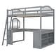 preview thumbnail 9 of 13, Full Size Wooden Loft Bed with U-shaped Desk and Tri-fold Mirror