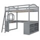 preview thumbnail 7 of 52, Wooden Full Loft Bed with U-shaped Desk,Storage Compartments and Tri-fold Mirror