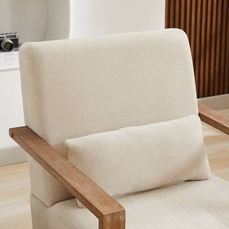 360 Degree Swivel Accent Chair with Solid Wood Armrest and Base