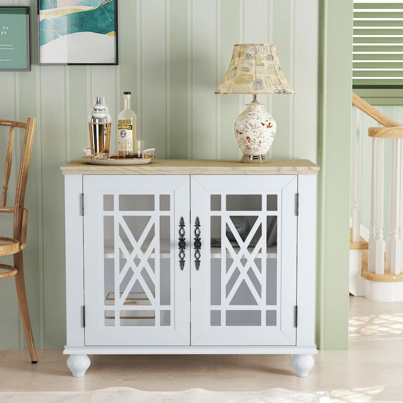 38" Vintage Style Kitchen Accent Buffet Sideboard Cabinet