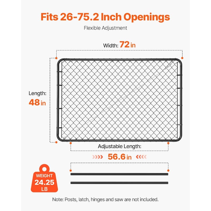 Galvanized Steel Chain Link Gate for Outdoor Yard and Garden