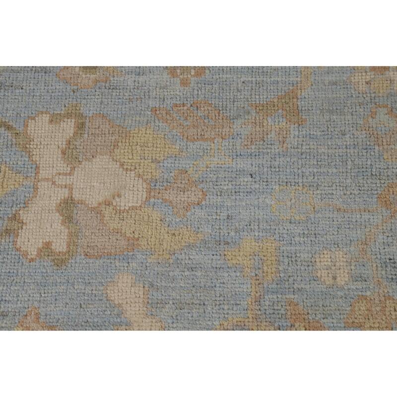 Hand Knotted Oriental 100% Wool Carpet Transitional All-Over Navy Blue & Blues Oushak Area Rug - 11' 11'' X 8' 11''