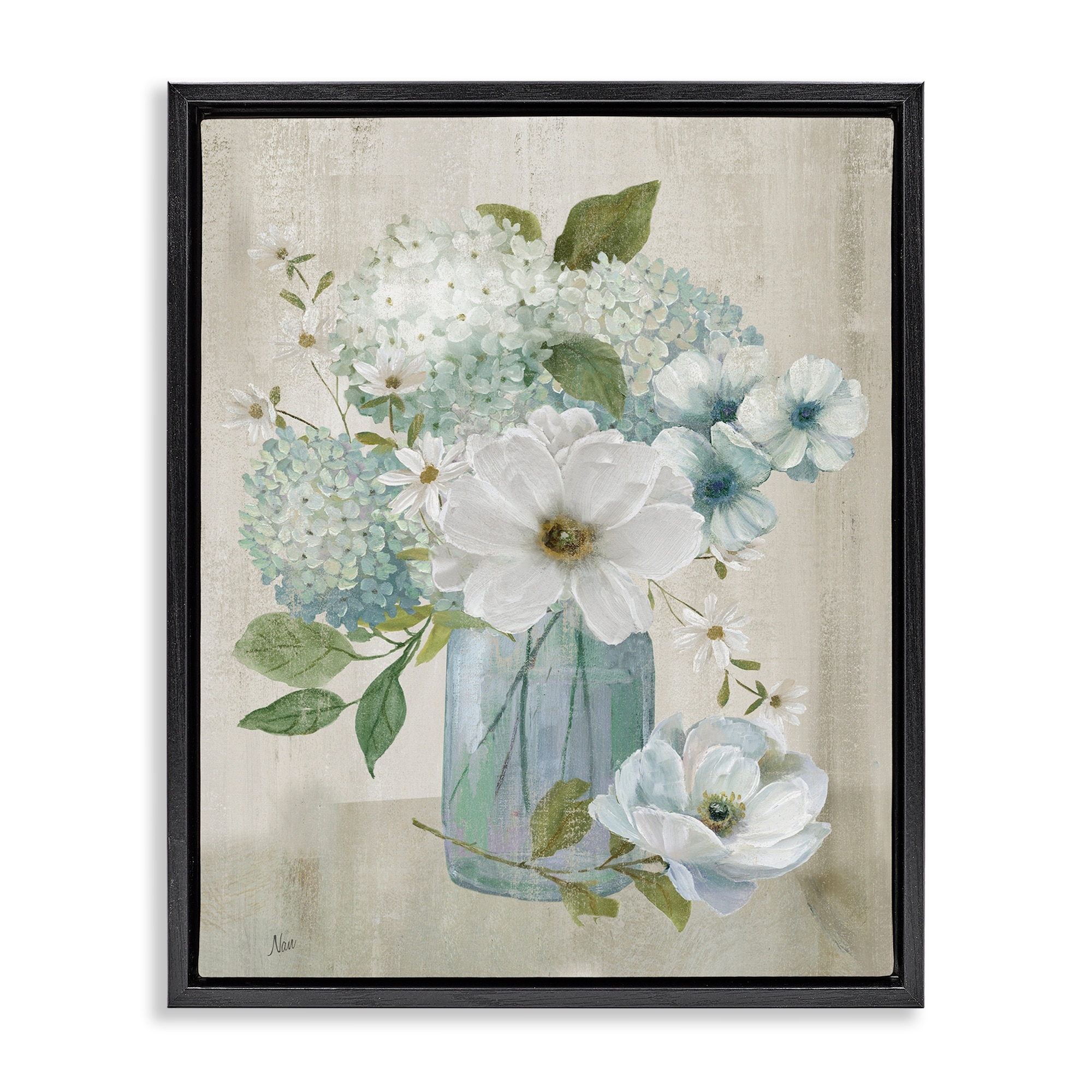 Stupell Charming Hydrangea & Magnolia Framed Floater Canvas Wall Art Design By Nan