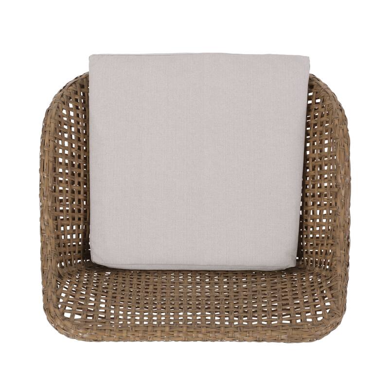 Kevin Outdoor Wicker and Iron Barstool (Set of 4) by Christopher Knight Home