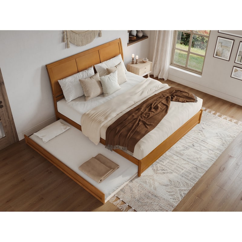 Andorra Platform Bed with Panel Footboard and Twin XL Trundle