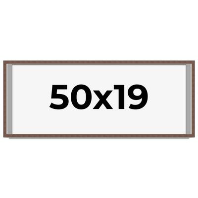 50x19 Shadow Box Frame Brown | 1.125 inches Deep Real Wood Rustic