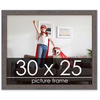 30x25 Distressed/Aged Complete Wood Picture Frame with UV Acrylic, Foam ...