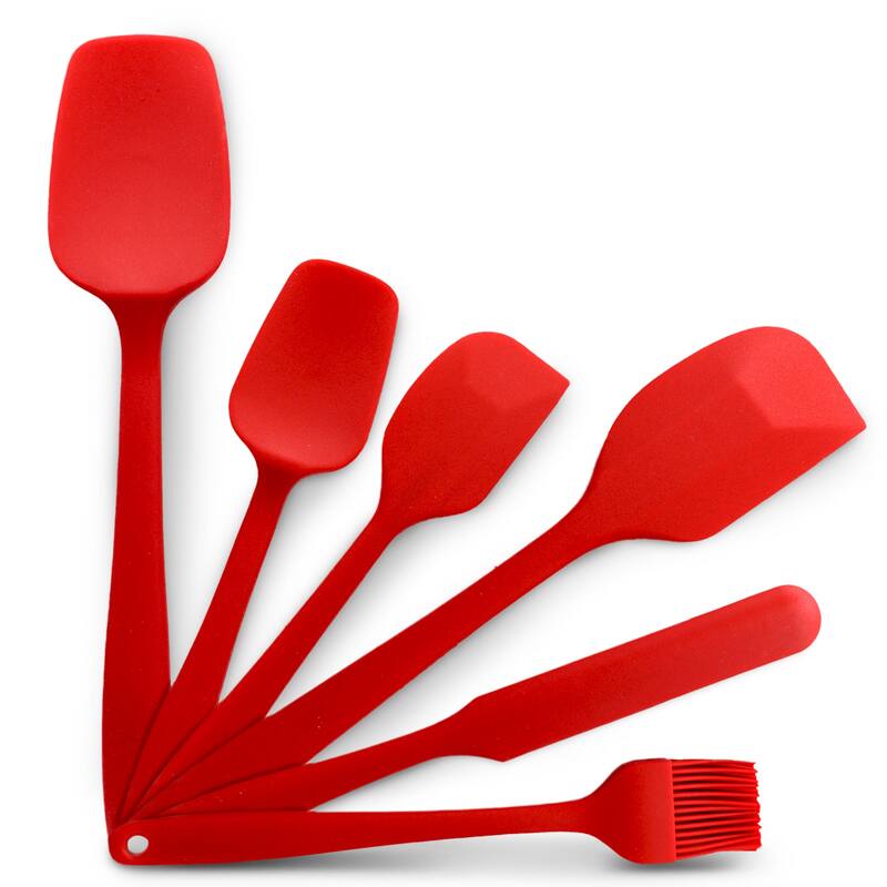Cheer Collection 6 Piece Silicone Spatula Set for Nonstick Cookware