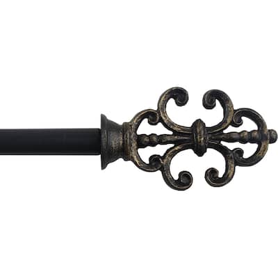 1-inch Diameter Skeleton Key Adjustable Single Drapery Curtain Rod