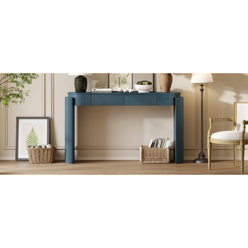 Console Table with Oval Top and 2 Drawers