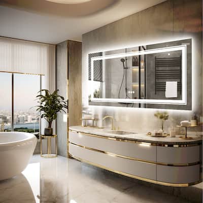 Bathroom Mirror Backlit Lights Vanity Makeup Anti-fog Dimmable Plug - 48"x24"