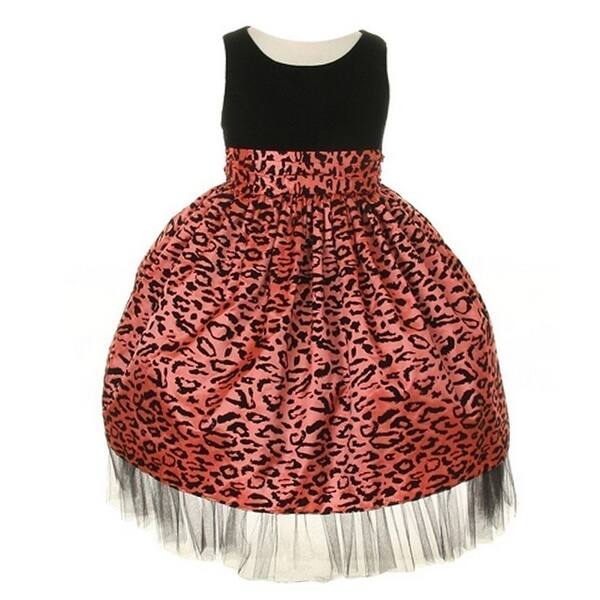 Shop Girls Coral Velvet Top Taffeta Cheetah Print Flower Girl