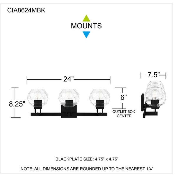 Celina 3-Light Matte Black Bath Light