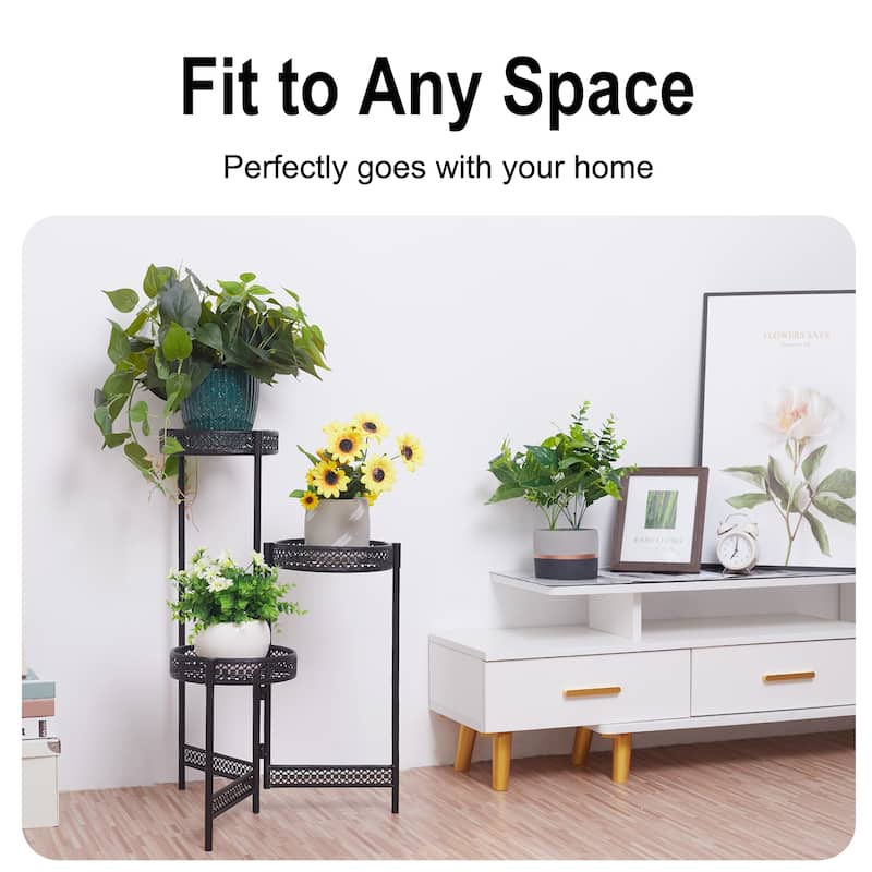 Black Metal Plant Stand Indoor 3 Tier Tall Plant Stand Pot Holder