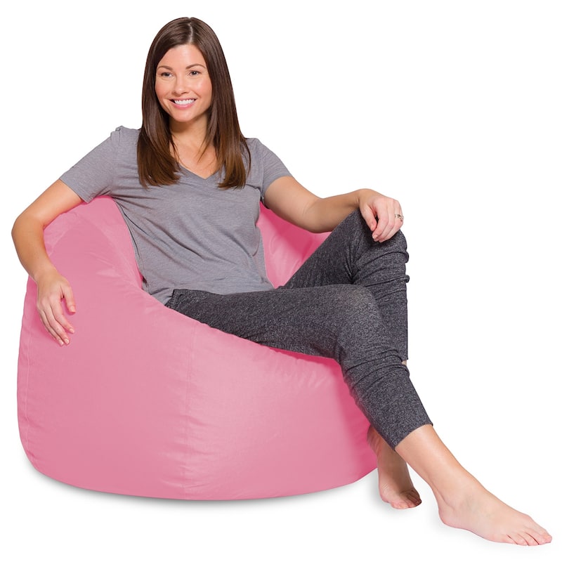 Kids Bean Bag Chair, Big Comfy Chair - Machine Washable Cover - 48 Inch Extra Large - Solid Pink