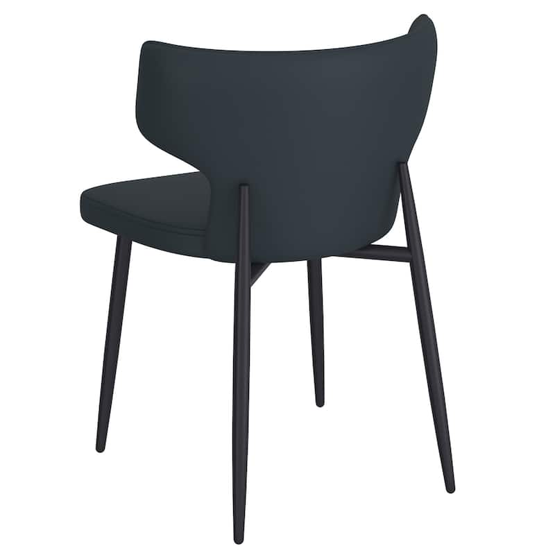 Contemporary Faux Leather and Metal Dining Chair, Set of 4