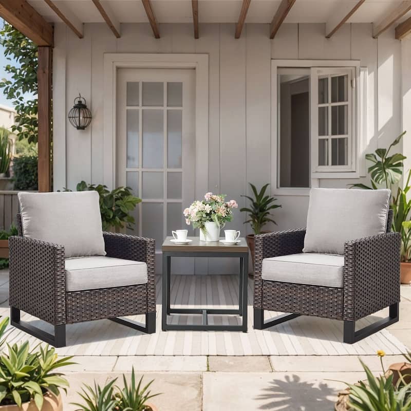 Gymojoy 24"x24"x6" Thick Cushions & Pillows Set - Deep Seat Indoor/Outdoor Water & Fade Resistant