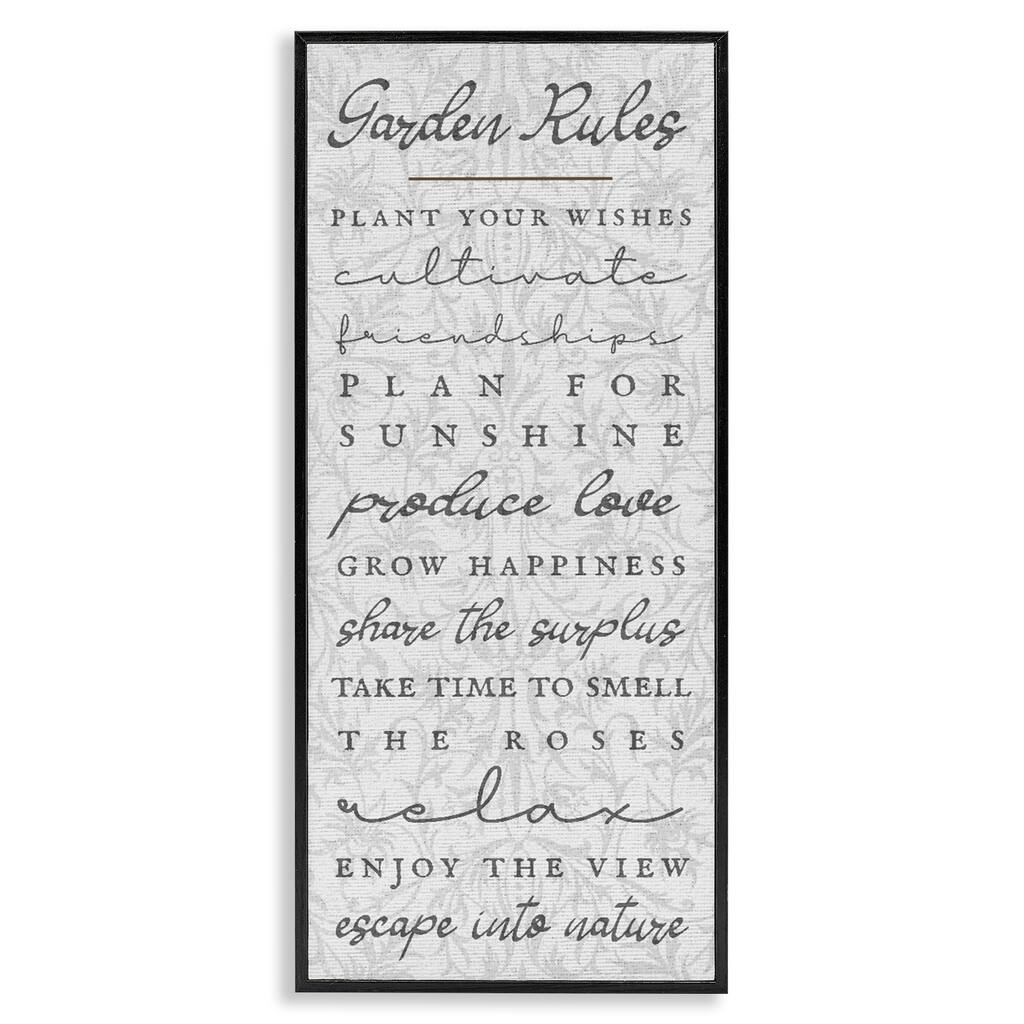 Stupell Garden Rules on Floral Pattern Framed Giclee Art Design By Lil' Rue
