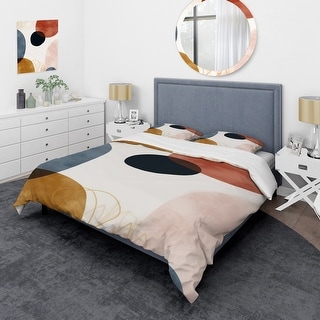 Designart "Beige minimal boho pattern 5" Abstract Minimalism Bedding Cover Set - Traditional Bed Set with Shams