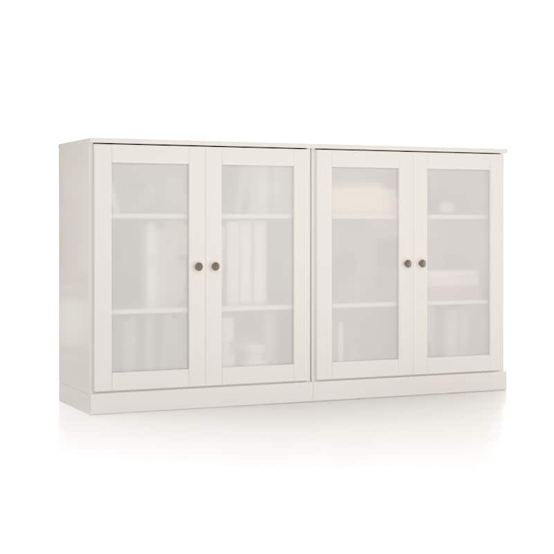 Palace Imports 100% Solid Wood 64" Sideboard with Frosted Glass Doors and Adjustable Shelves
