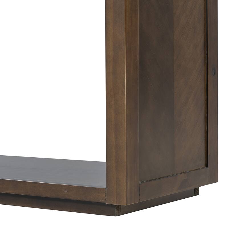 Brown Rustic Wooden Console Table with Storage Drawers