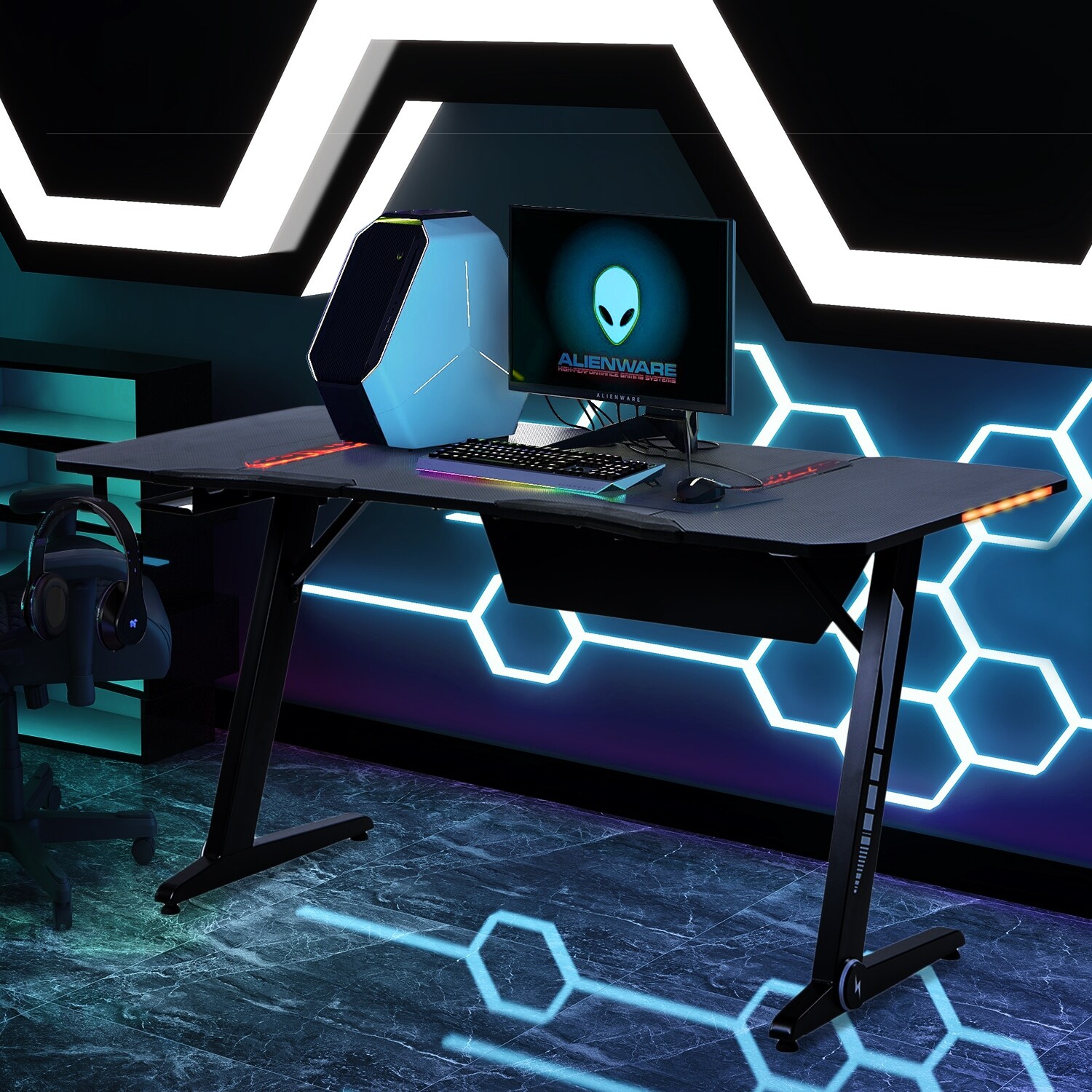 led computer table