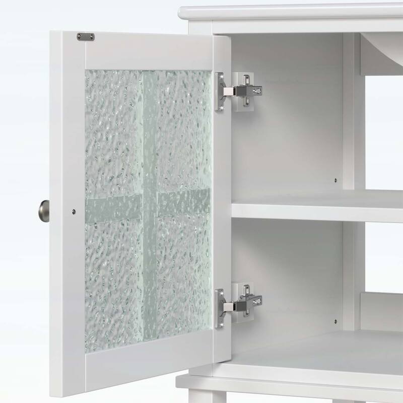 36 Inch Bathroom Vanity with Ceramic Sink,Adjustable and Open Shelves,Wood Legs