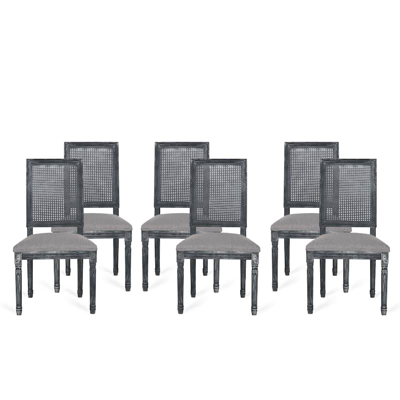 Regina French Country Wood and Cane Upholstered Dining Chair (Set of 6) by Christopher Knight Home