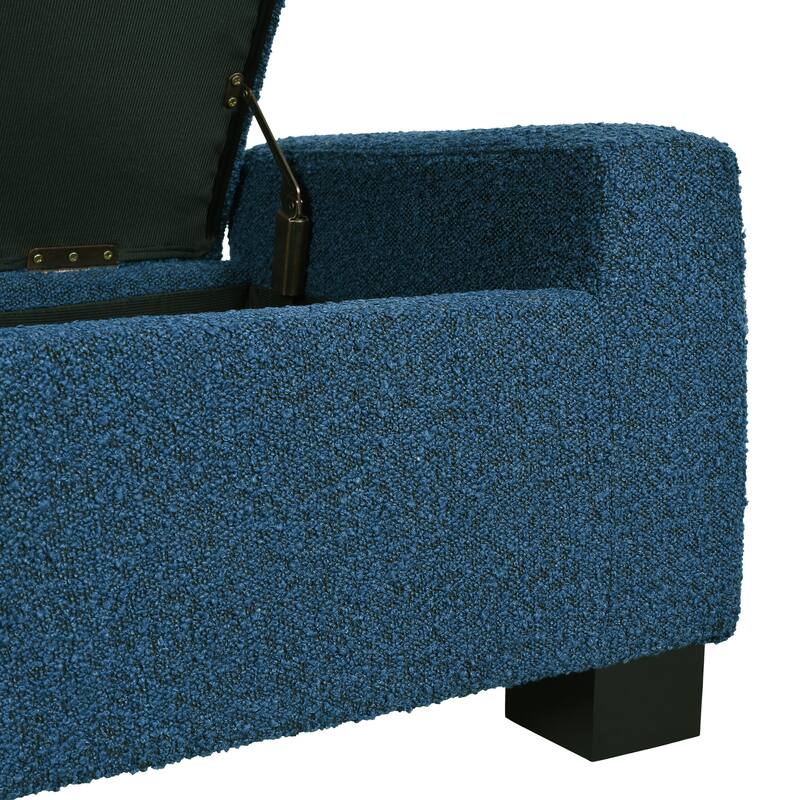 50" Textured Fabric Ottoman Bench - Hinged Lid for Seating