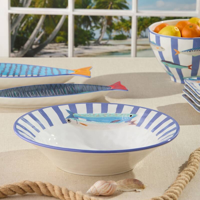 Certified International Something Fishy 90 oz. Serving Bowl 13" x 3" - 13.00"L x 13.00"W x 3.00"H