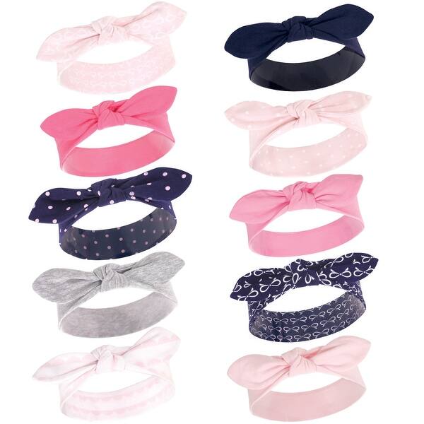 slide 1 of 1, Hudson Baby Infant Girl Cotton Headbands 10pk, Bows, 0-24 Months - Bows Bows - 0-24 Months