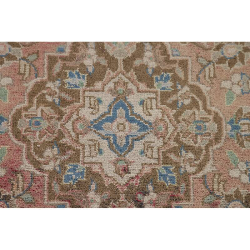 Kashan Persian Vintage Runner Rug Handmade Wool Carpet - 3'1"x 10'7"