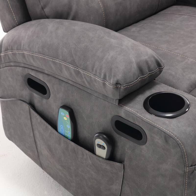 PU Leather Power Lift Recliner with Massage, Heating & Cup Holders