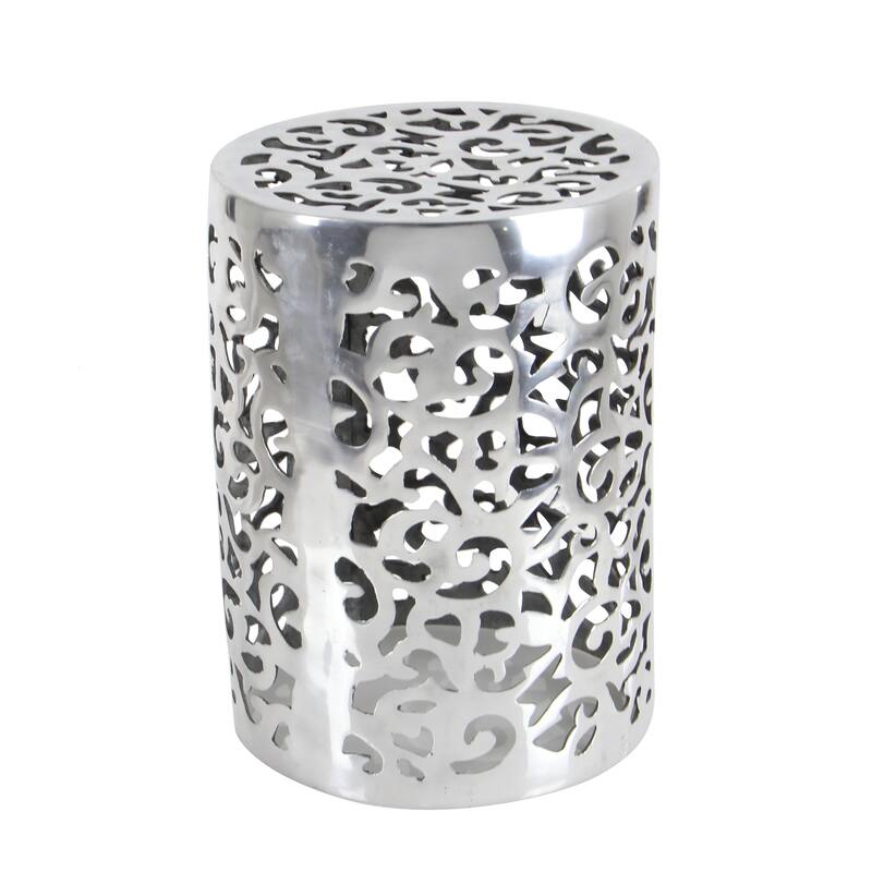 Silver Aluminum Contemporary Accent Table 18 x 13 x 13 - 13 x 13 x 18