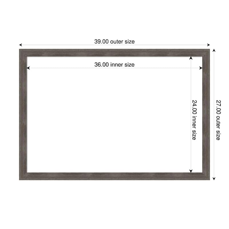 Amanti Art Pinstripe Lead Grey Framed Dry Erase Magnetic Board - 39 x 27 in