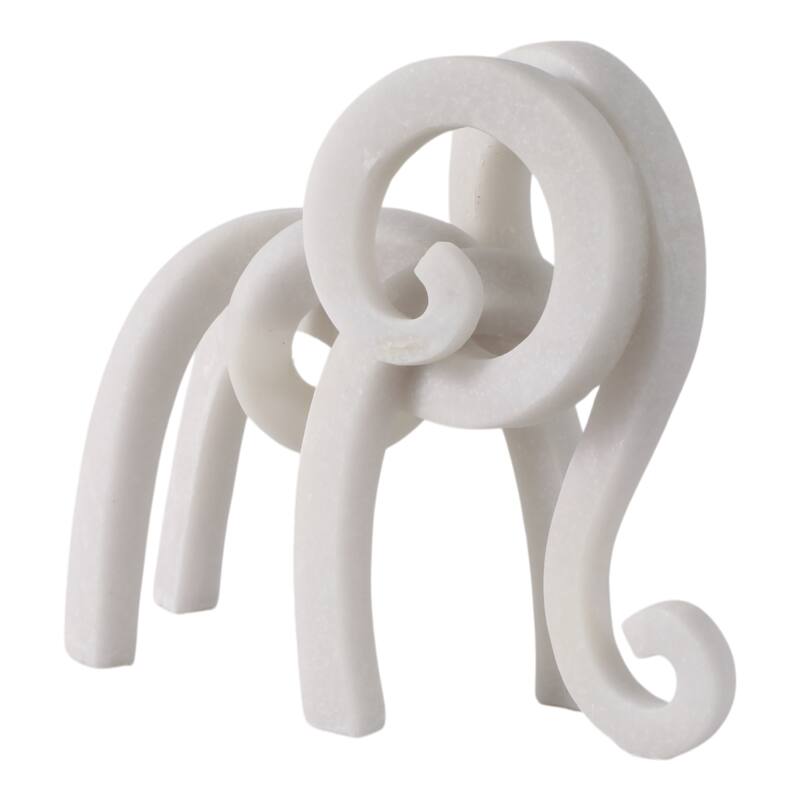 Resin Sculpture Modern Ninove Abstract Elephant Design - 10" White - 12.75" x 4.5" x 10.25"