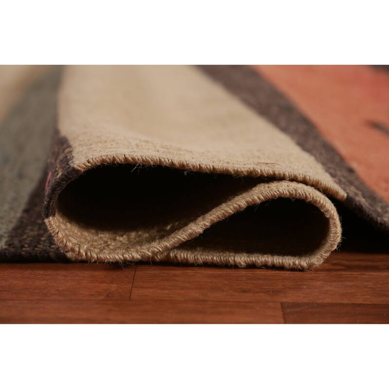 Hand Woven Oriental 100% Jute Carpet Modern Stripe Beige & Ivories Kilim Area Rug - 14' 0'' X 10' 0''