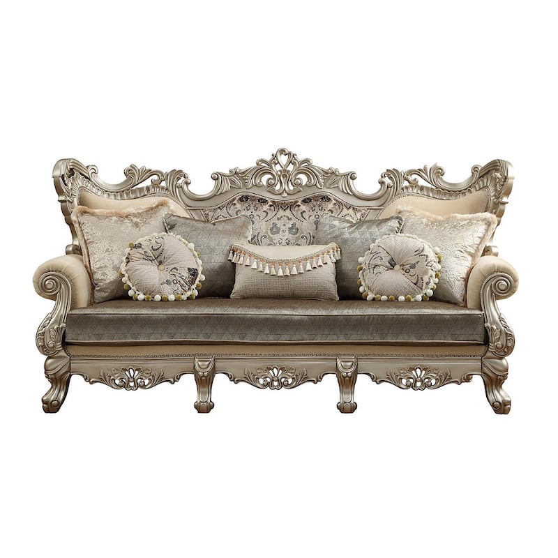 Jacks Beige and Champagne Sofa with 7-Pillow