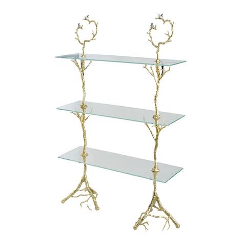A&B Home Clear with Gold Frame Tree Shelf