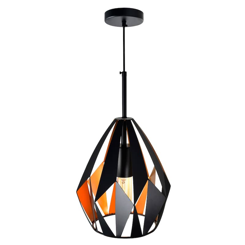 Oxide 1 Light 16in Black & Copper Down Pendant - Black/Copper