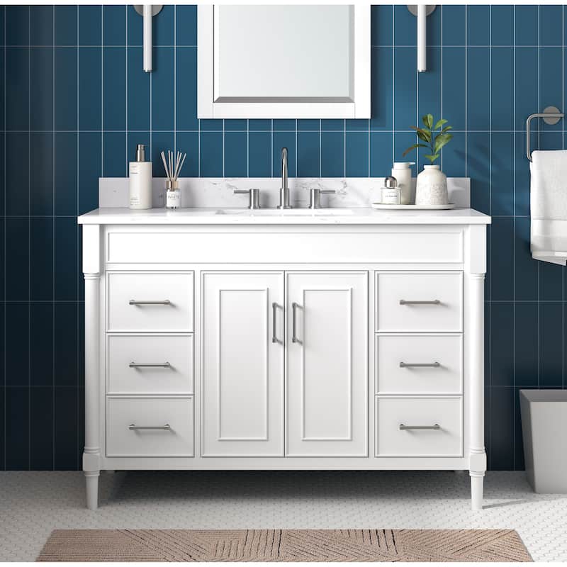 Avanity Bristol 49 in. Bath Vanity in White finish and Cala White Engineered Top