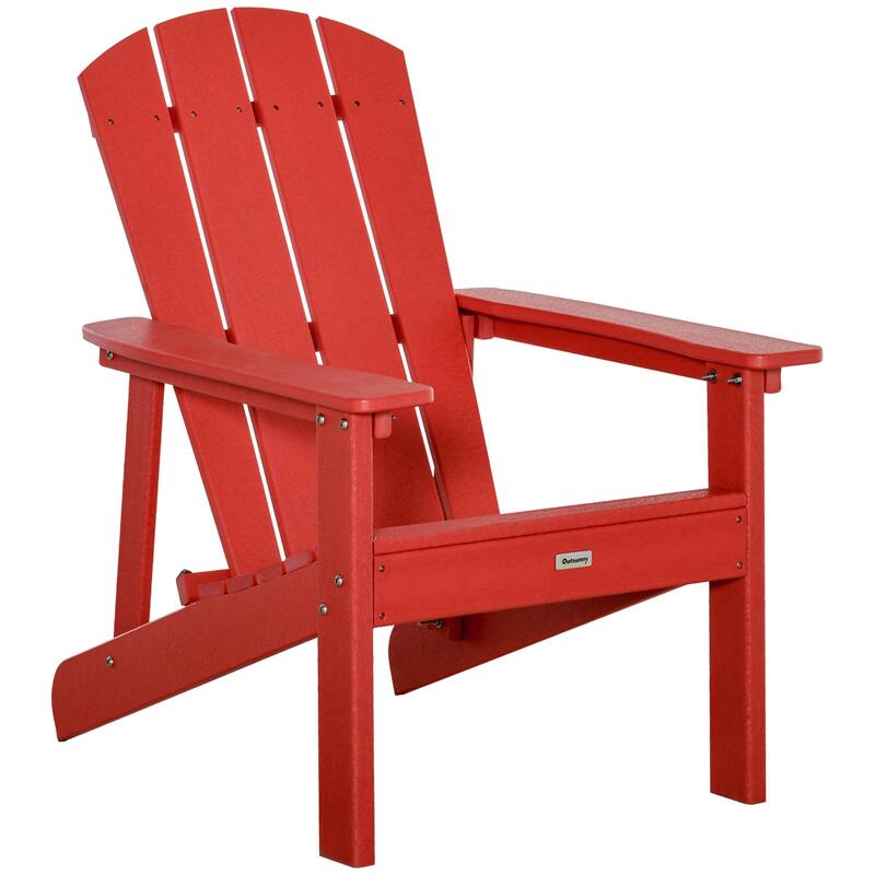 Outsunny Plastic Adirondack Chair, HDPE Fire Pit Chair with High Back for Backyard, Garden