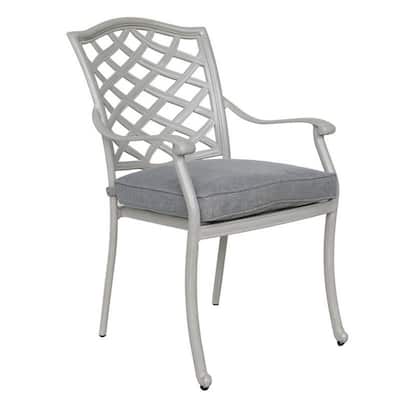 Wynn Outdoor Dining Armchair Set of 2, Aluminum, Heritage Gray Finish