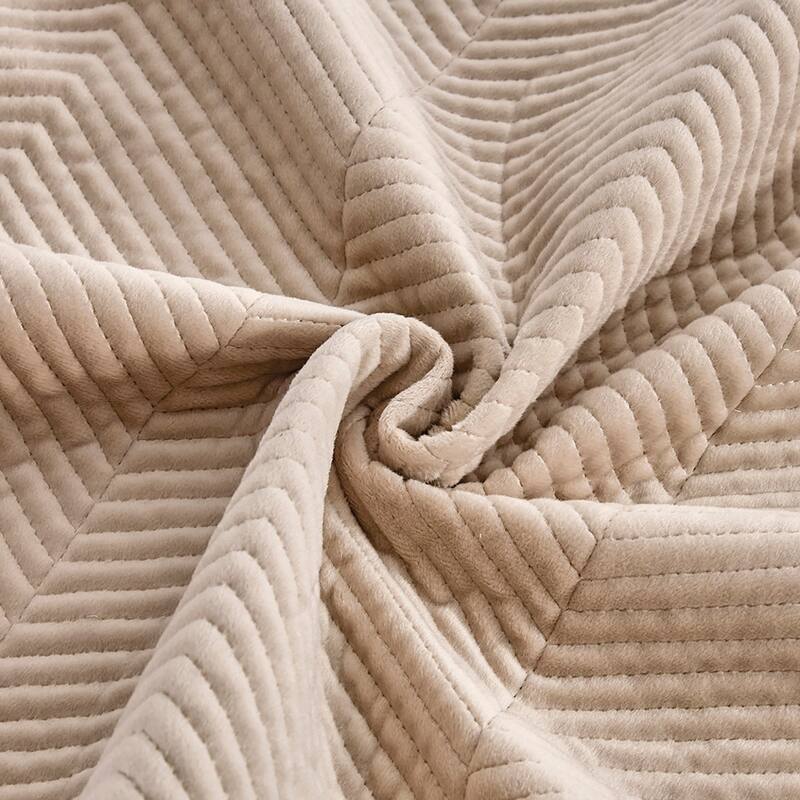 Pointehaven Heavy-Weight Oversized Chevron Design Velvet Quilt Sets